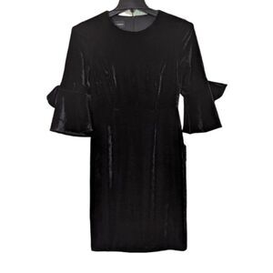Donna Morgan Womens Size 4 Black Crew Neck 3/4 Bell Sleeve Shift Dress D6480M-XD